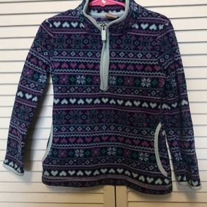 Teal, purple. Sweater